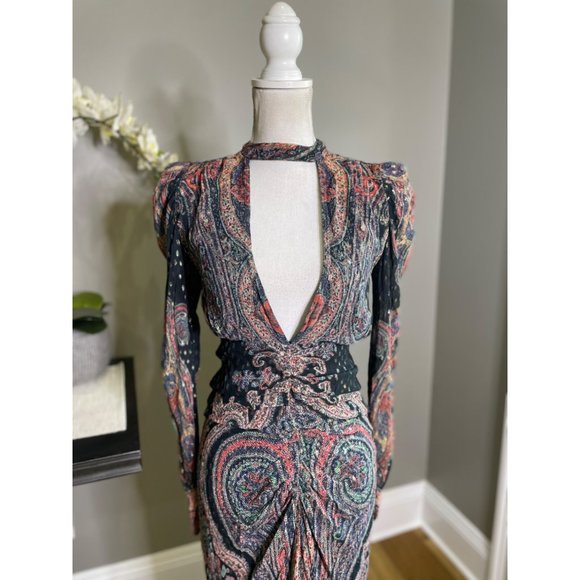 Rococo Sand Abstract Plunge Mini Dress Black Women's Size Small - Picture 10 of 14